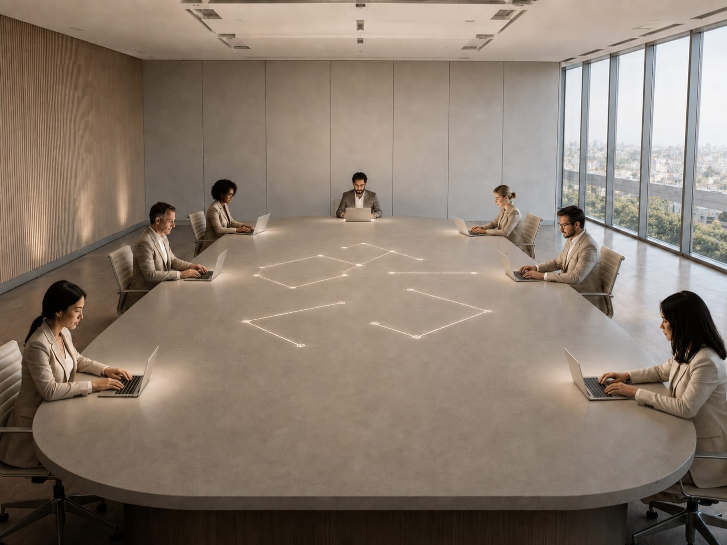 Des collaborateurs assistés par l’intelligence artificielle travaillent isolément, sans construire de réflexion collective.