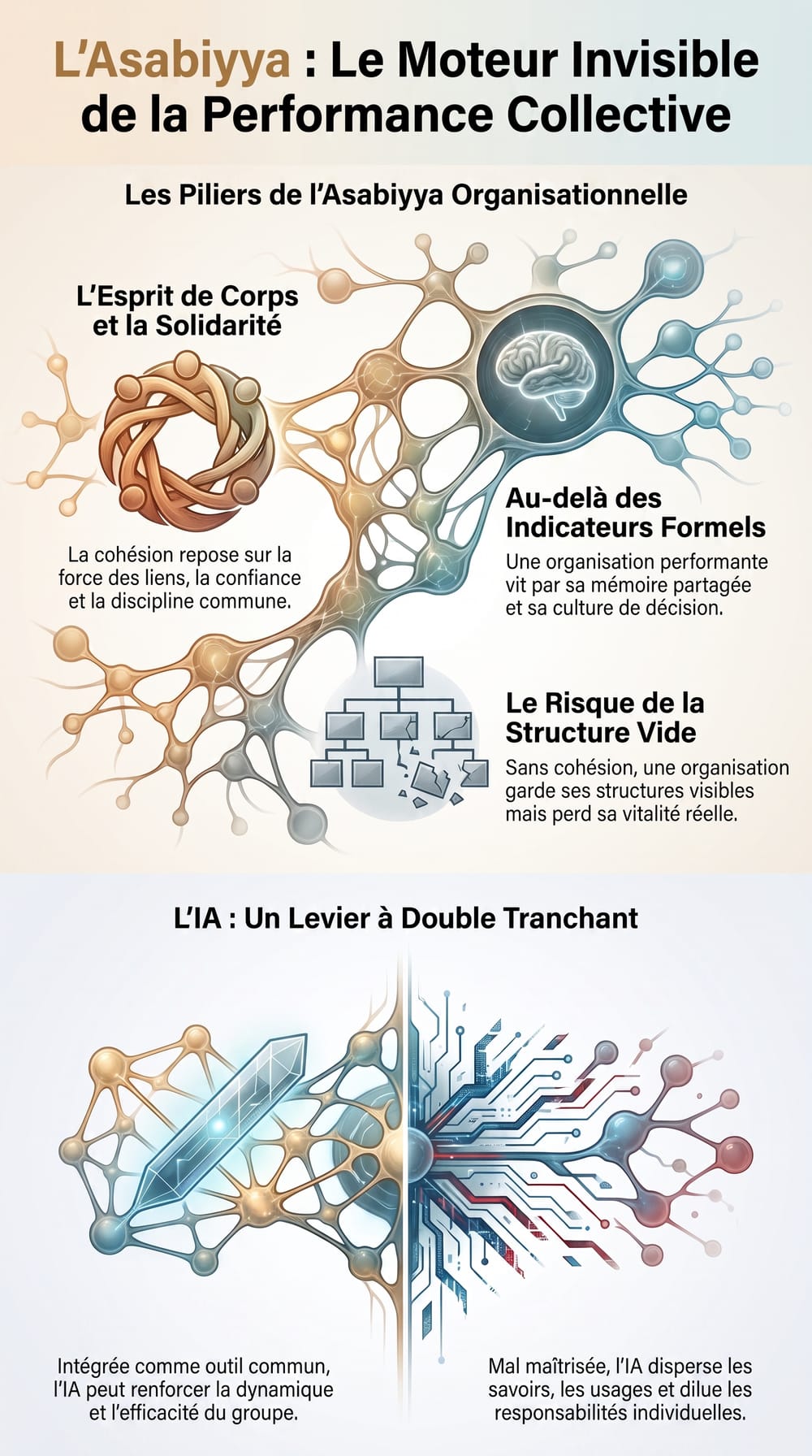 Couverture de l’article : IA et Ibn Khaldoun : une entreprise augmentée peut-elle préserver sa cohésion collective ?