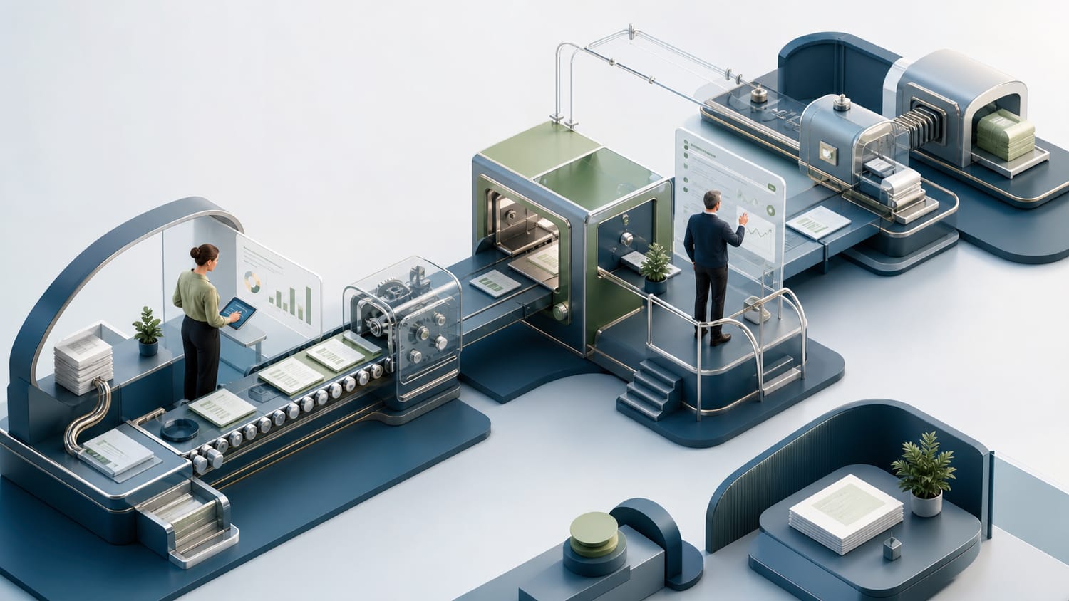Chaîne de processus automatisés supervisée par des responsables humains